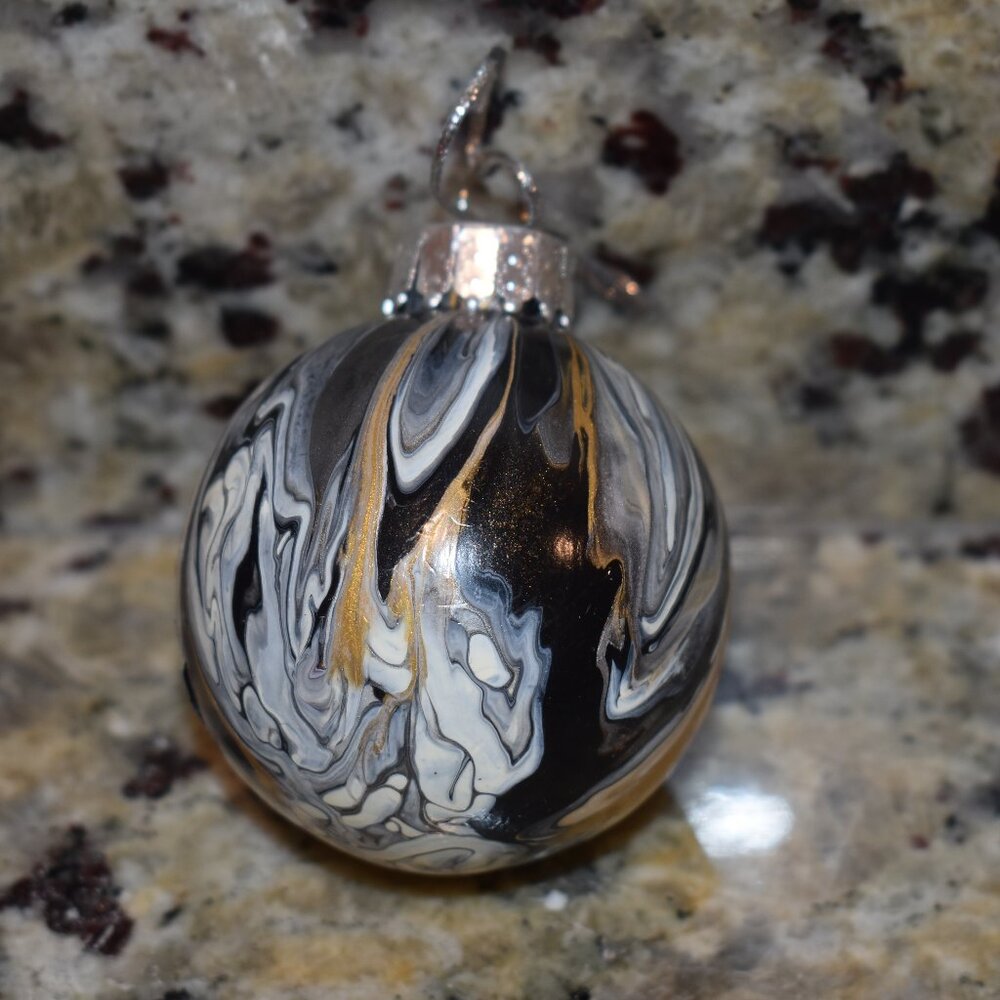 Very Nice Homemade Black/Gold Christmas Ball Ornament